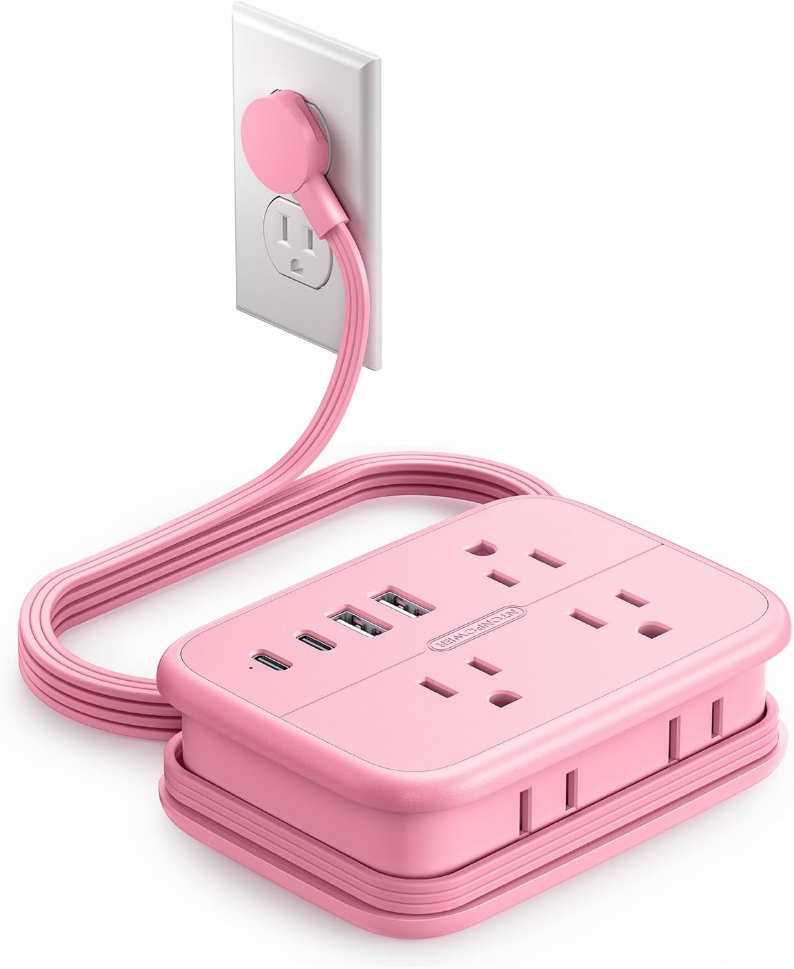 PowerNest Travel Power Strip 6 Outlets 2 USB-A 2USB-C
