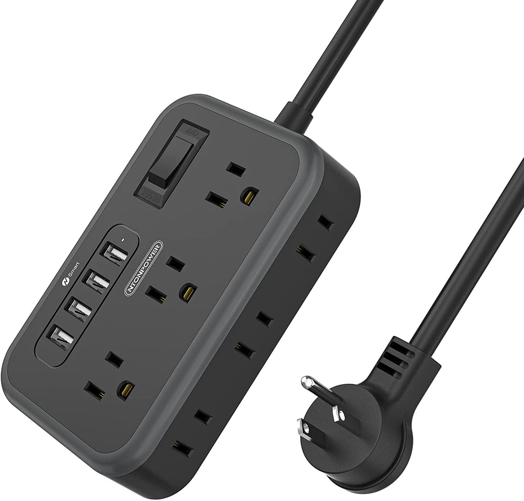PowerNest Surge Basic Power Strip 6 Outlets 4 USB Flat Plug