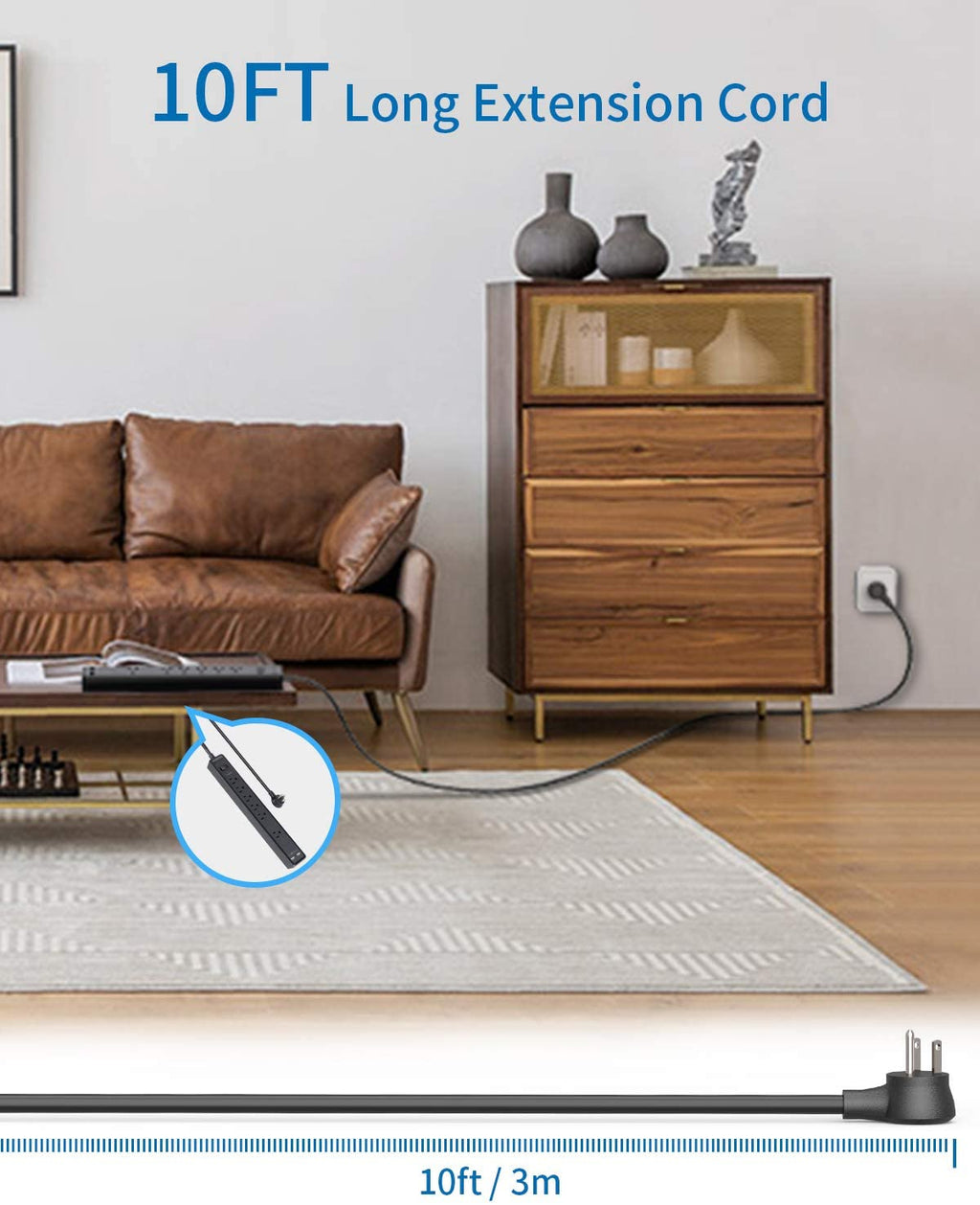 PowerNest Surge Protector 6 Outlets  2 USB 500J