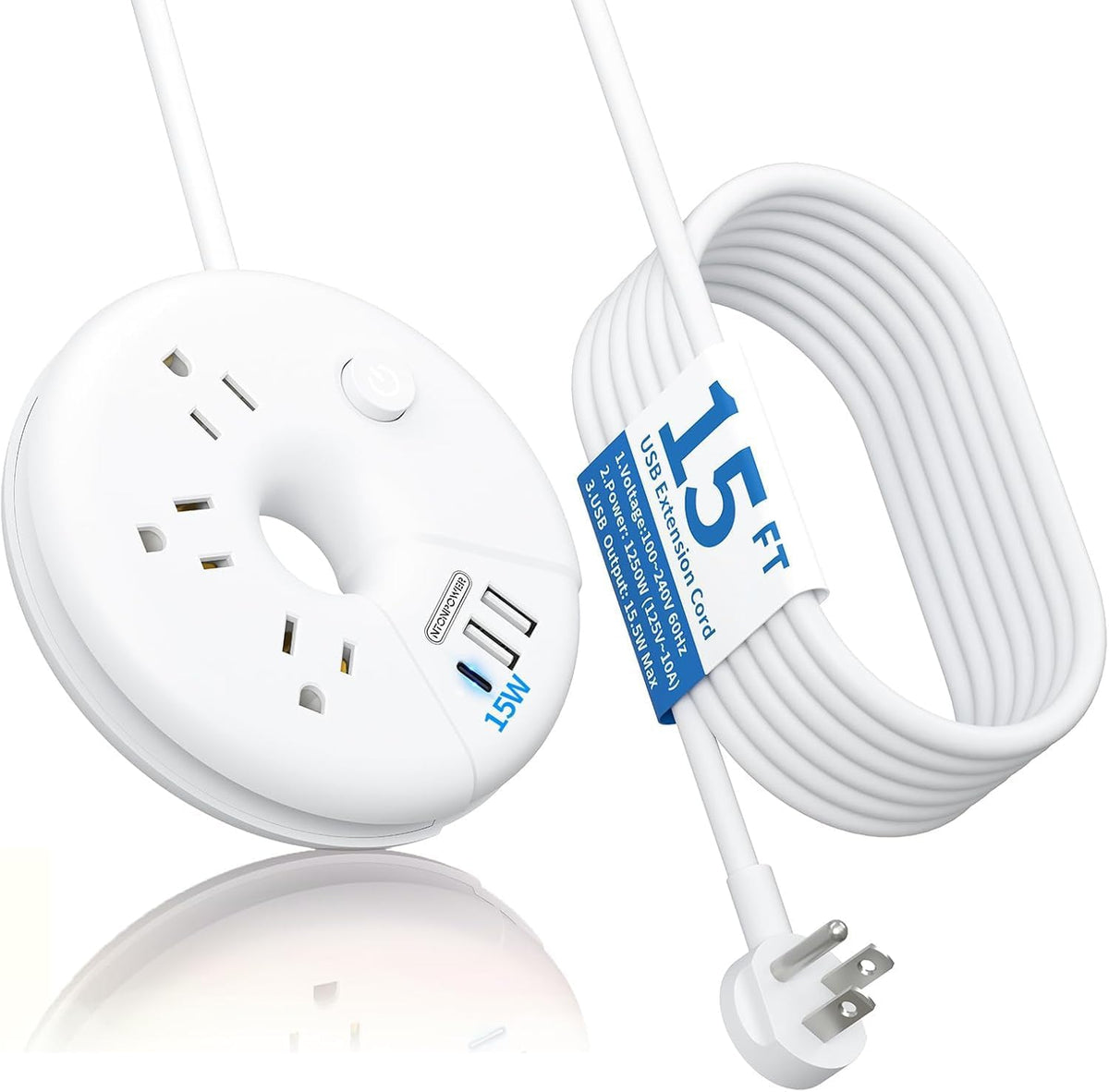 PowerNest New i-Donut Power Strip 3 Outlets 2 USB-A 1 Type C