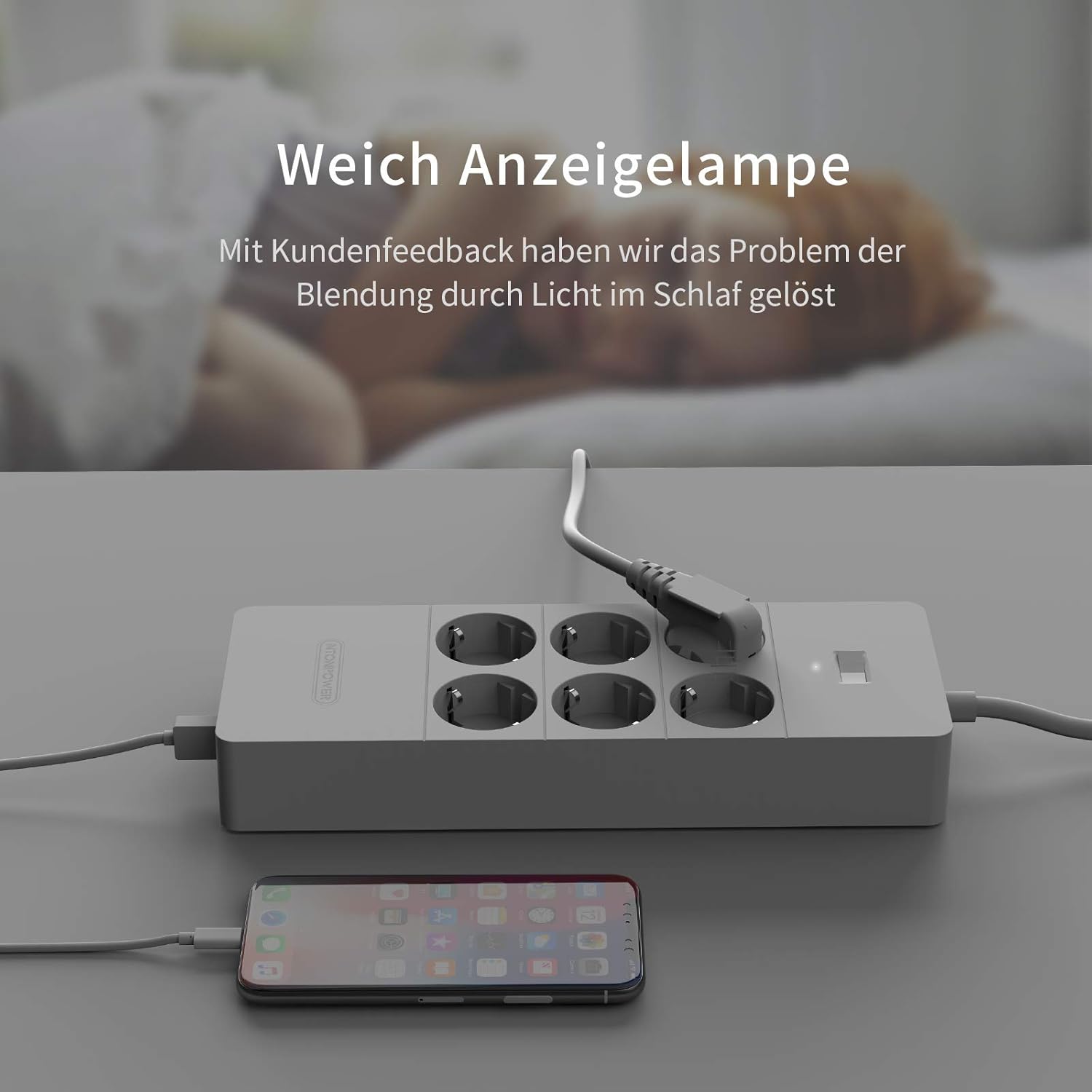 PowerNest EU Surge Protection Power Strip  6 Outlets 5 USB Ports
