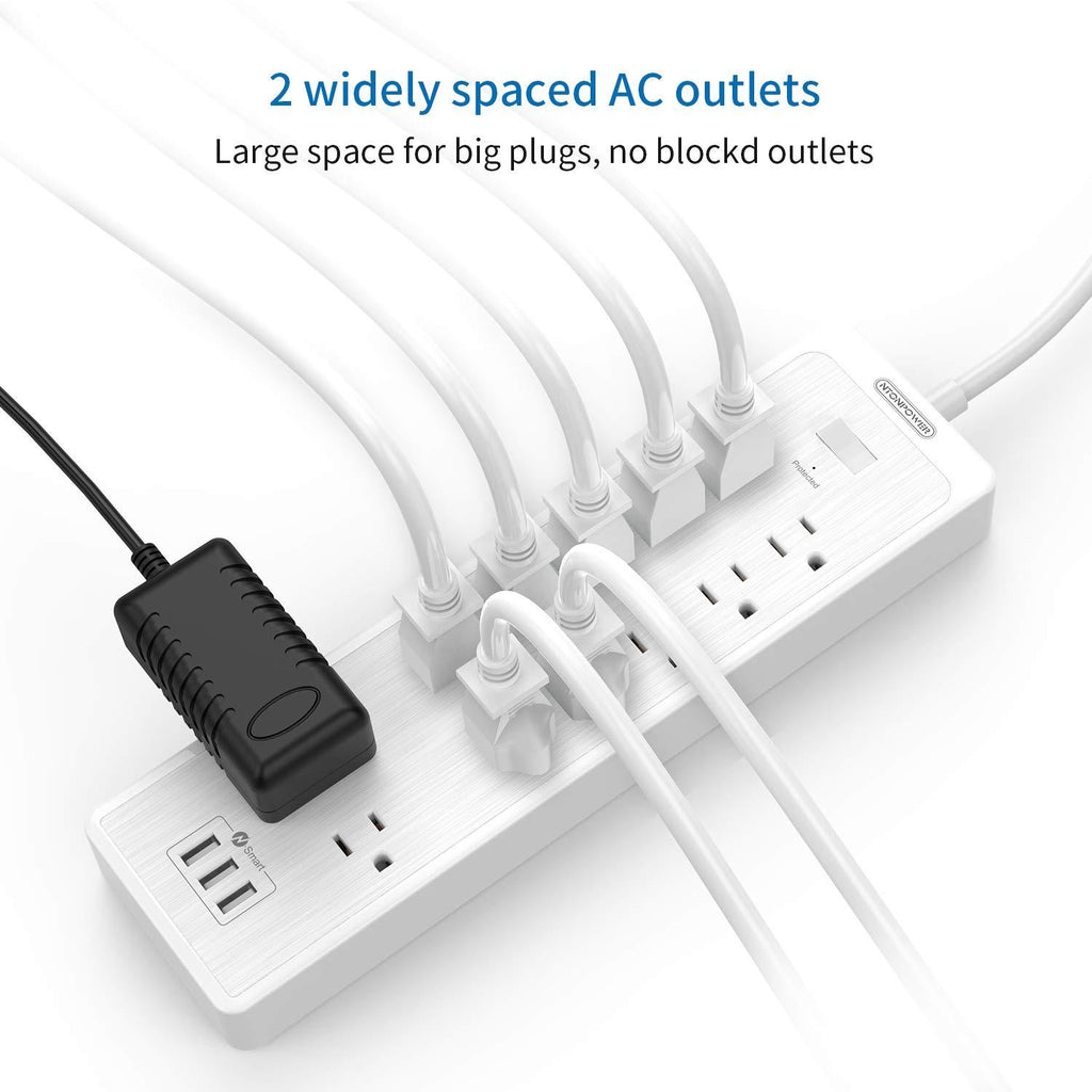 PowerNest SurgePro Power Strip 12 Outlets 3 USB Heavy Duty 2100J