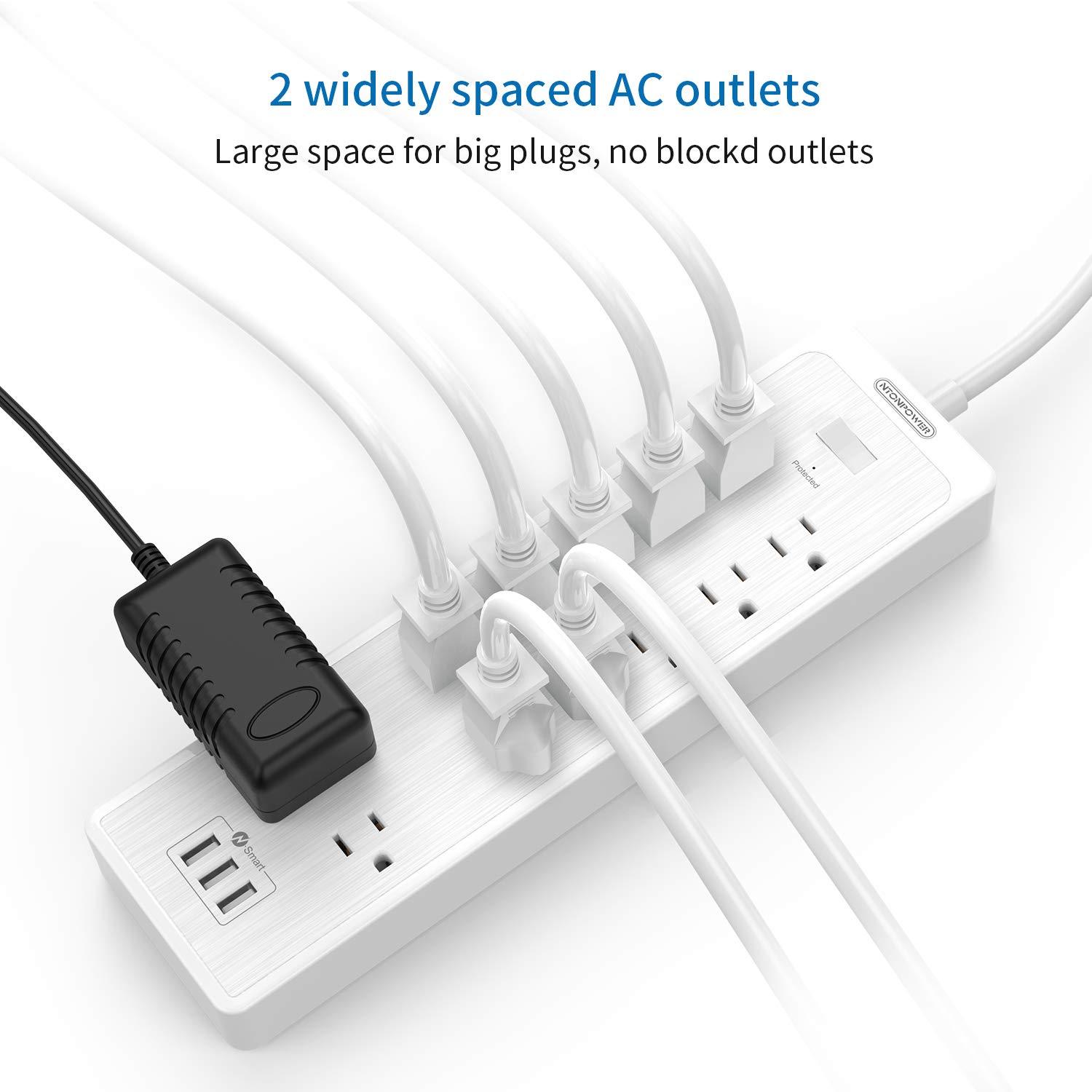 PowerNest SurgePro Power Strip 12 Outlets 3 USB Heavy Duty 2100J