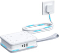 PowerNest UK Pocket Power Strip 4 Outlets 3 USB Ports(1 Type C)