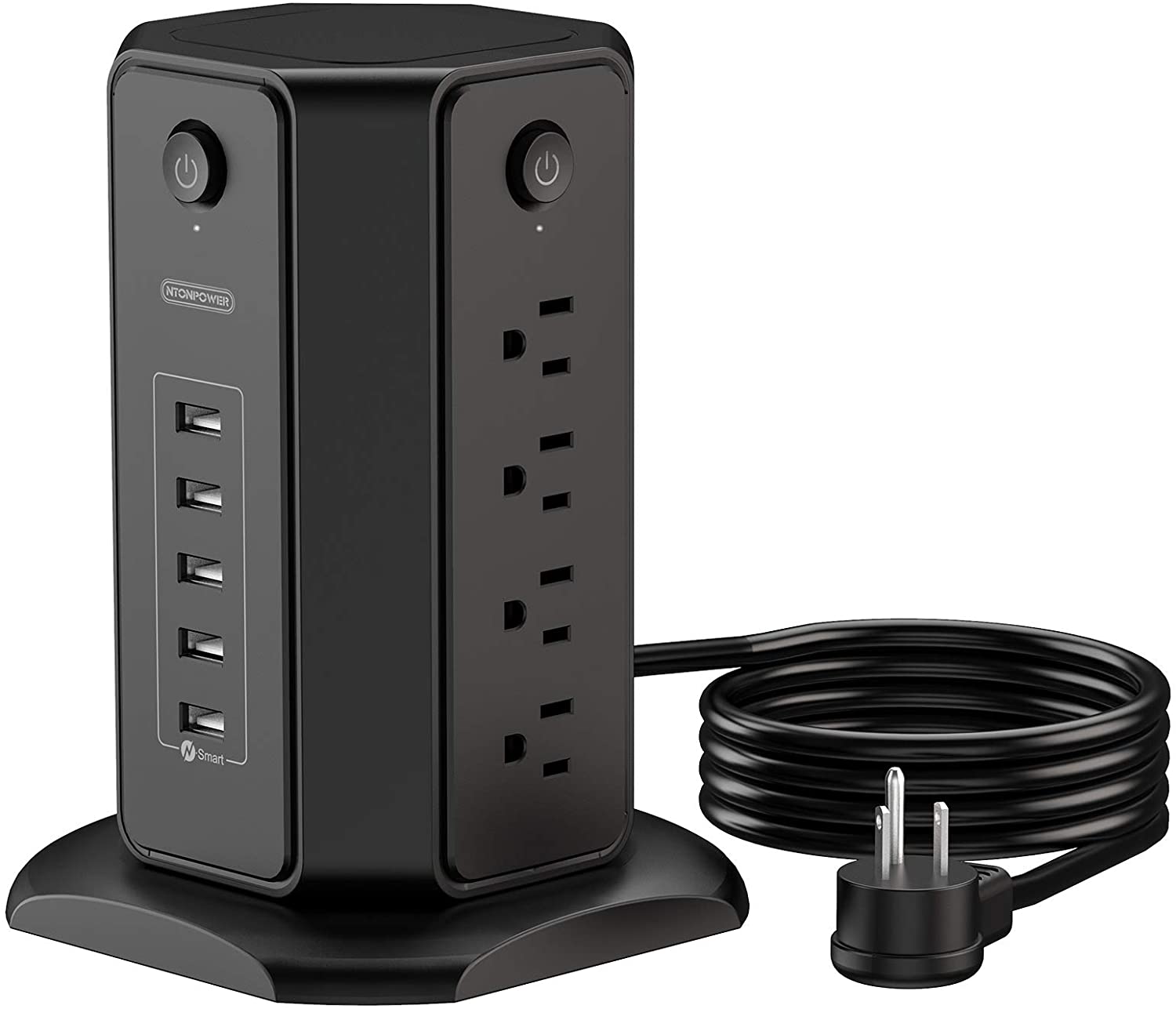 PowerNest 1080J Surge Protector Power Strip Tower 8 Outlets 5 USB