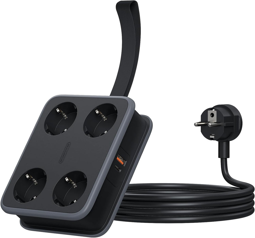 PowerNest New EU Power Strip 4 Outlets 1 USB-A 1 USB-C 45W GaN