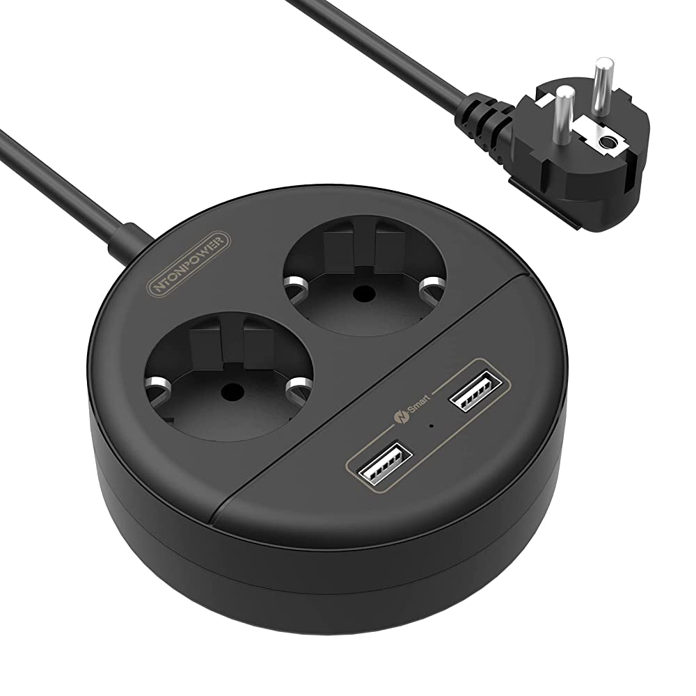 PowerNest EU Power Strip 2 Sockets 2 USB Small&Travel