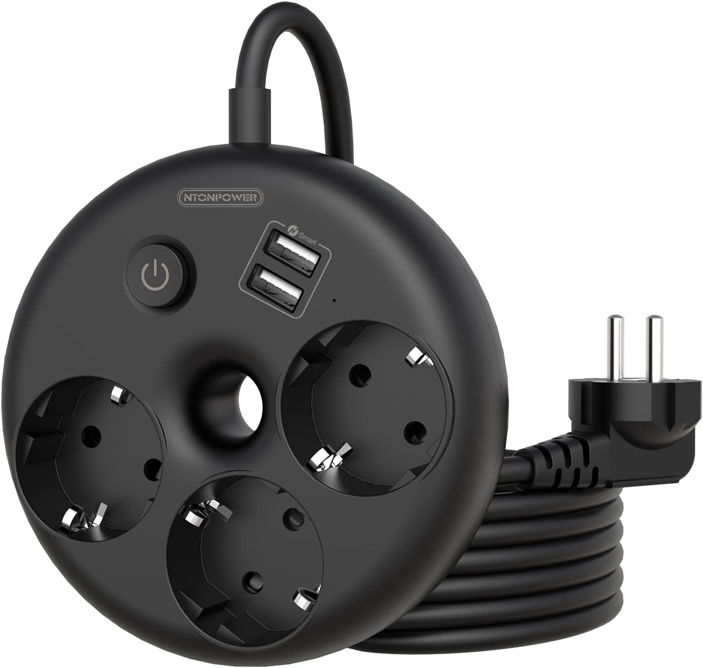 PowerNest EUPower Strip 3 Outlets 2 USB-A
