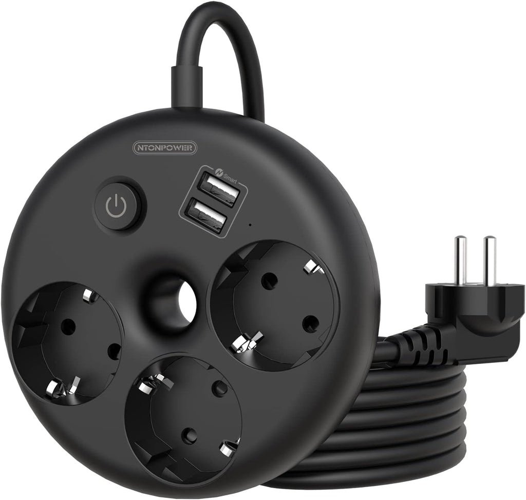 PowerNest EUPower Strip 3 Outlets 2 USB-A