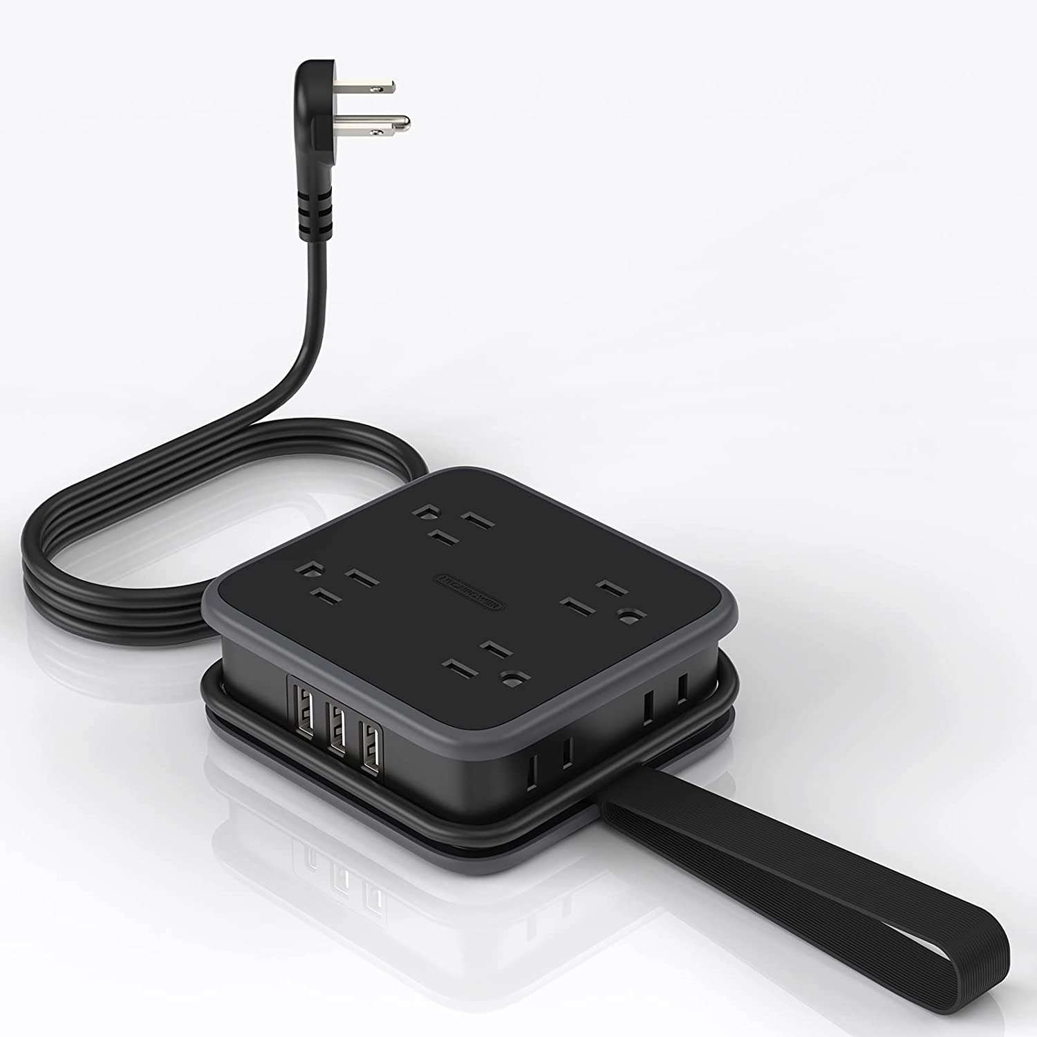 PowerNest Powercube Power Strip 8 Outlets 3 USB Wrapped Cord
