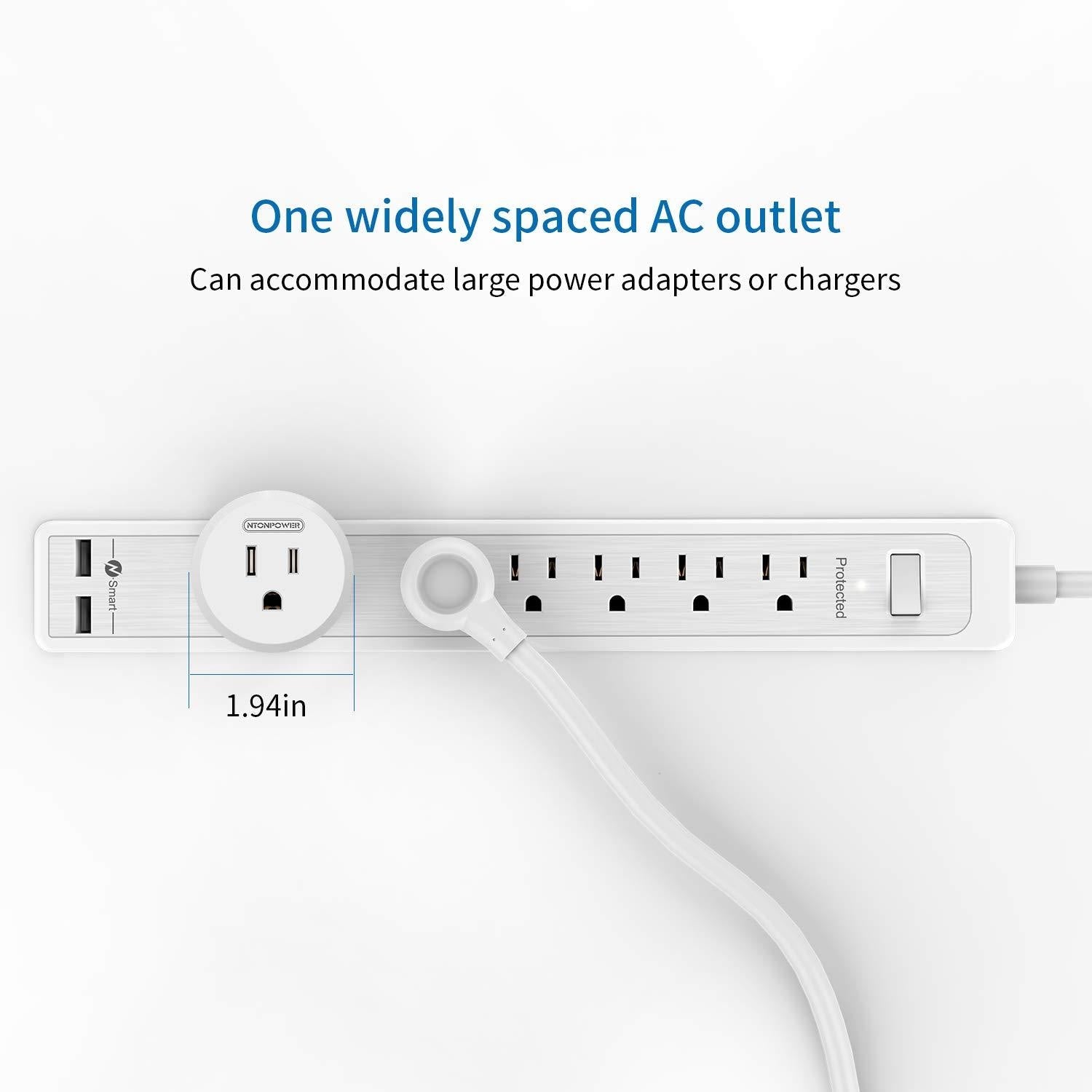 PowerNest Surge Protector 6 Outlets  2 USB 500J