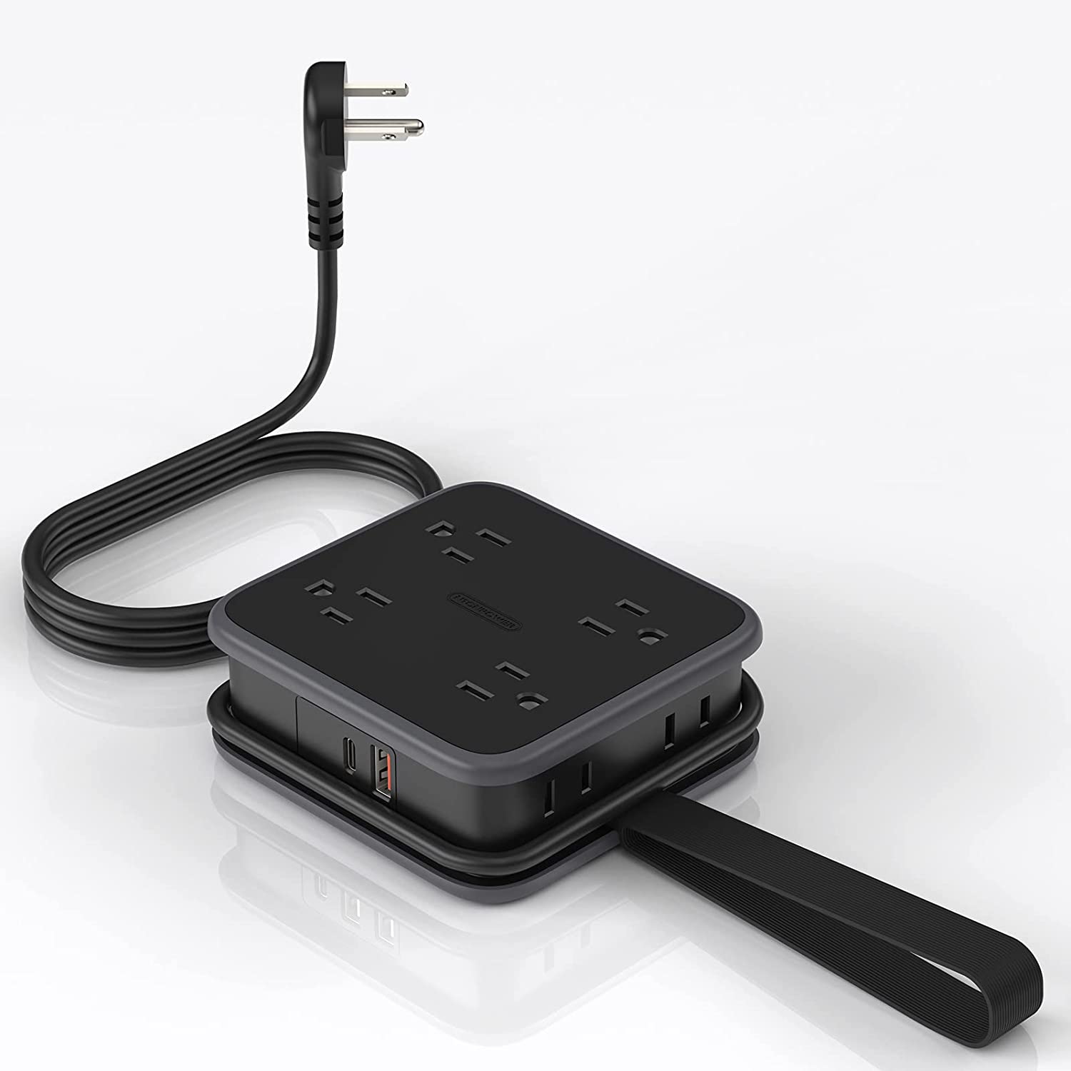 PowerNest Powercube Power Strip 8 Outlets 3 USB Wrapped Cord