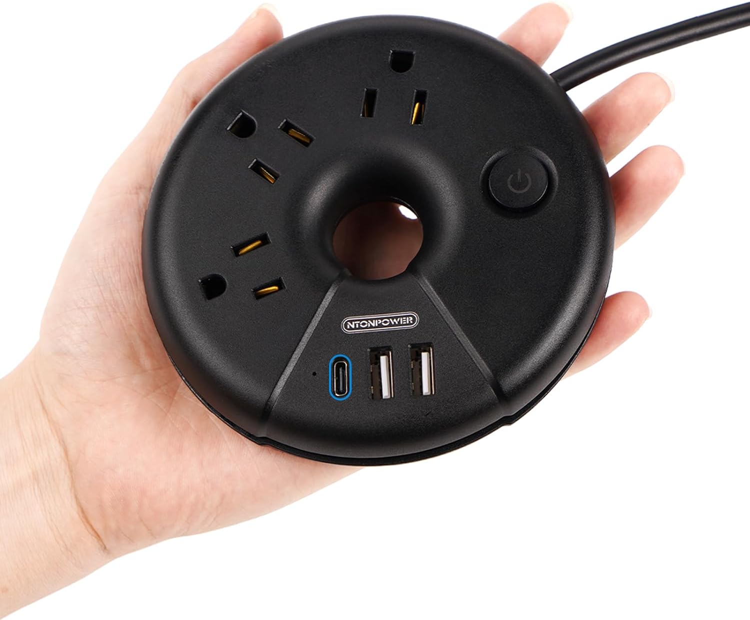 PowerNest New i-Donut Power Strip 3 Outlets 2 USB-A 1 Type C