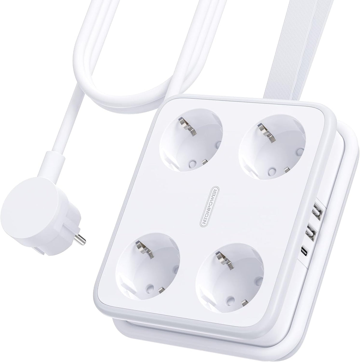 PowerNest New EU Power Strip 4 Outlets 3 USB Ports