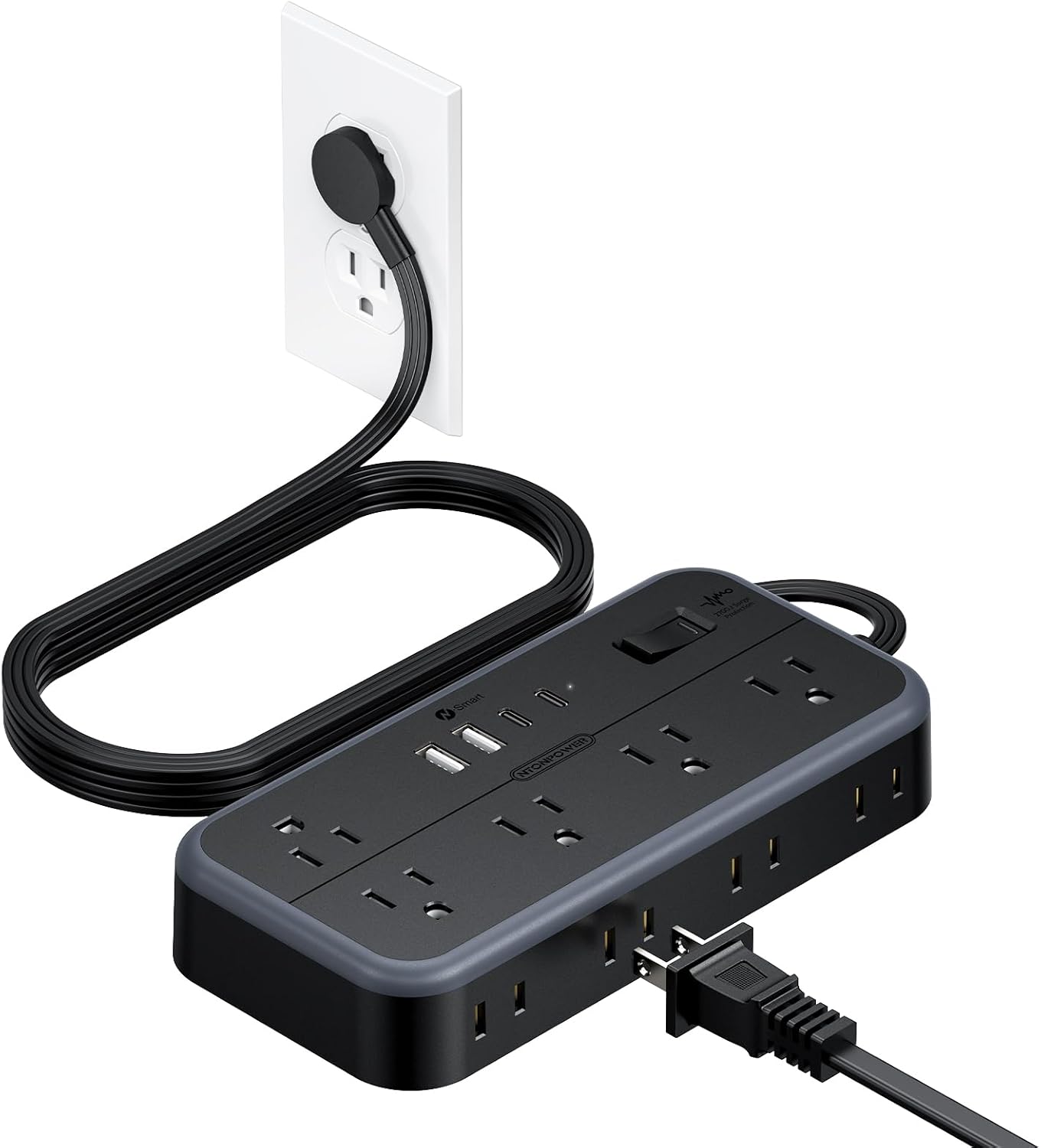 PowerNest 2700J Surge Protector 10 Outlets 4 USB Ports (2 USB C) Power Strip