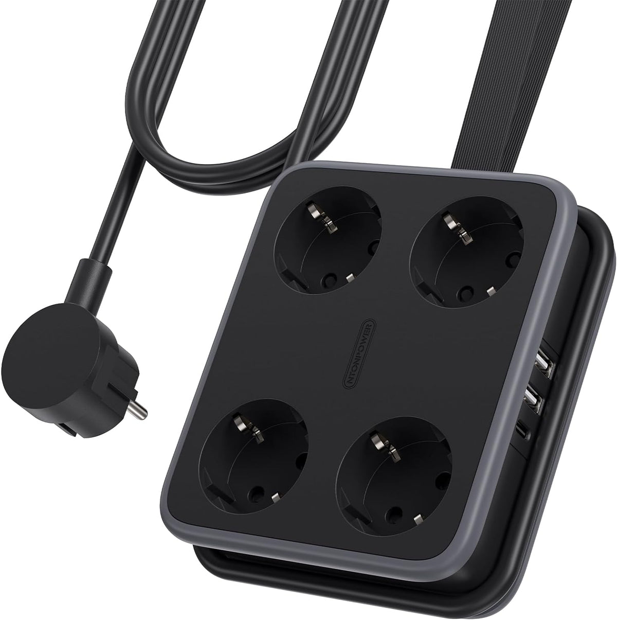 PowerNest New EU Power Strip 4 Outlets 3 USB Ports
