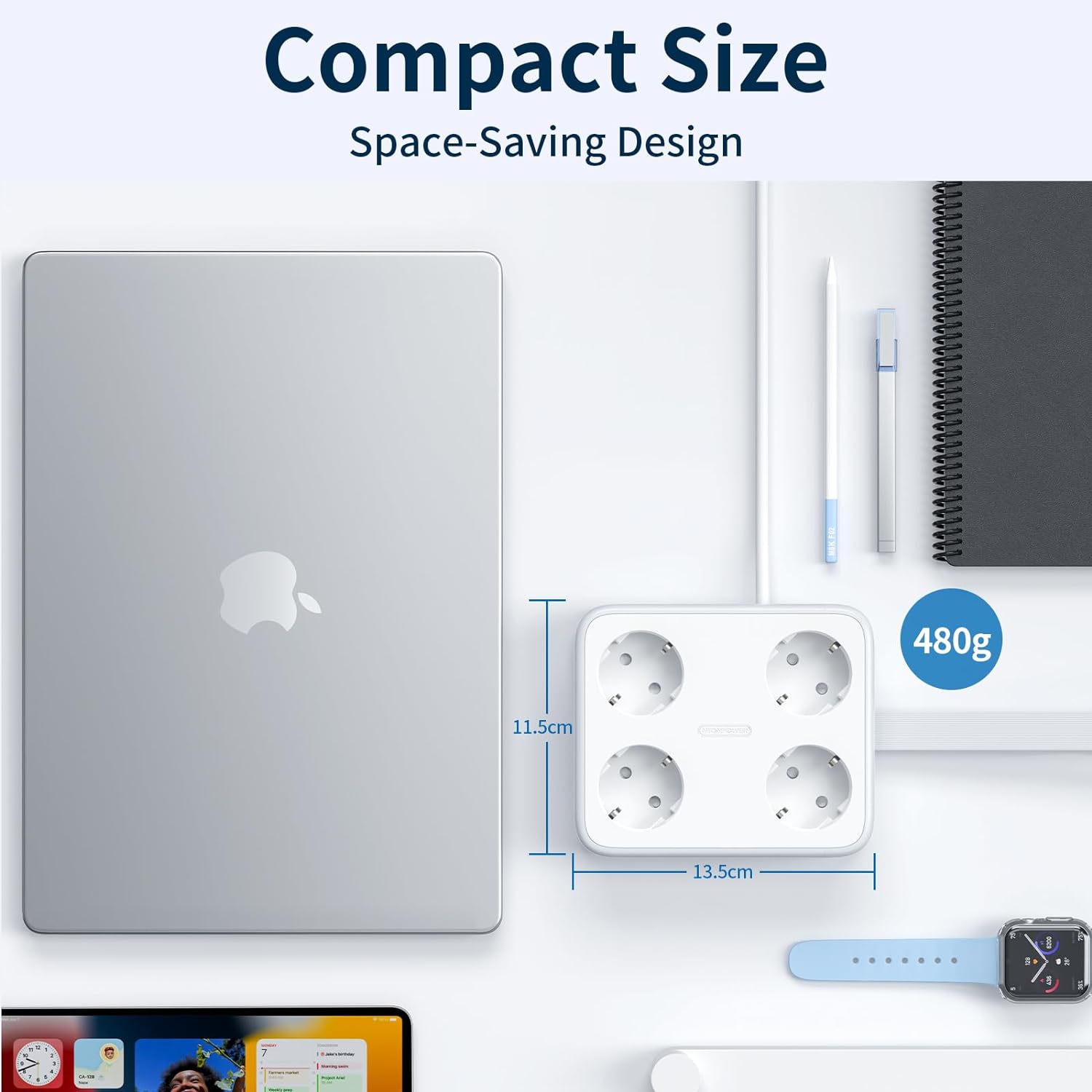 PowerNest New EU Power Strip 4 Outlets 1 USB-A 1 USB-C 45W GaN