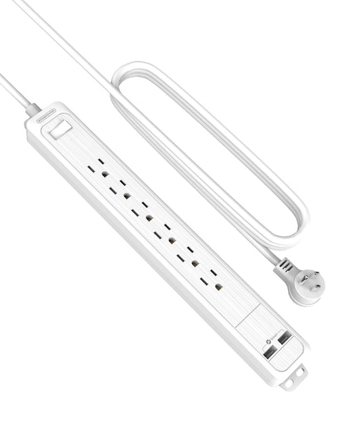 PowerNest 1080J Surge Basic Power Strip 6 Outlets 2 USB