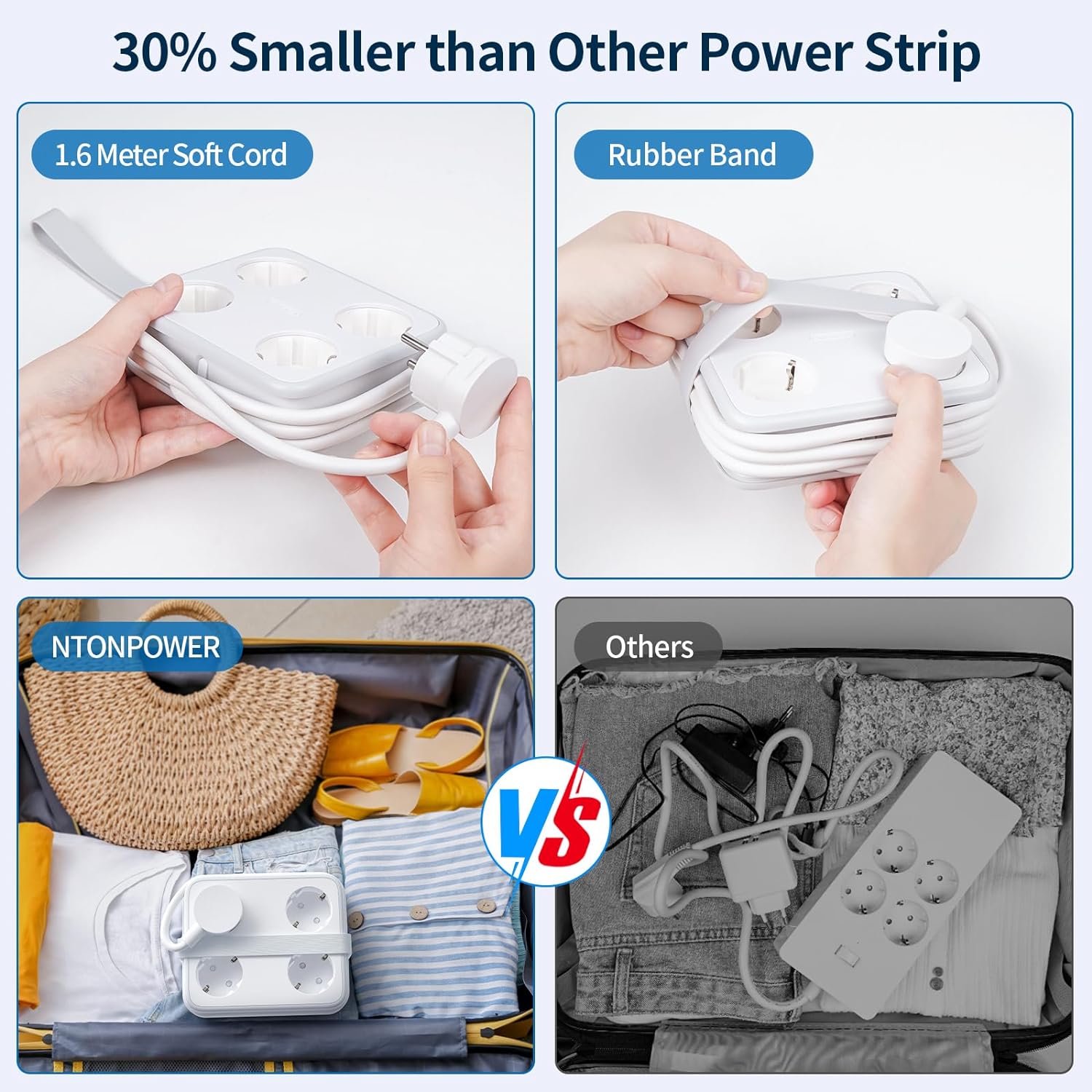 PowerNest New EU Power Strip 4 Outlets 1 USB-A 1 USB-C 45W GaN
