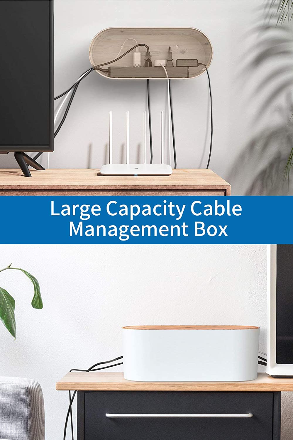 PowerNest Cable Organizer Box Wall Mountable with Lock Lid