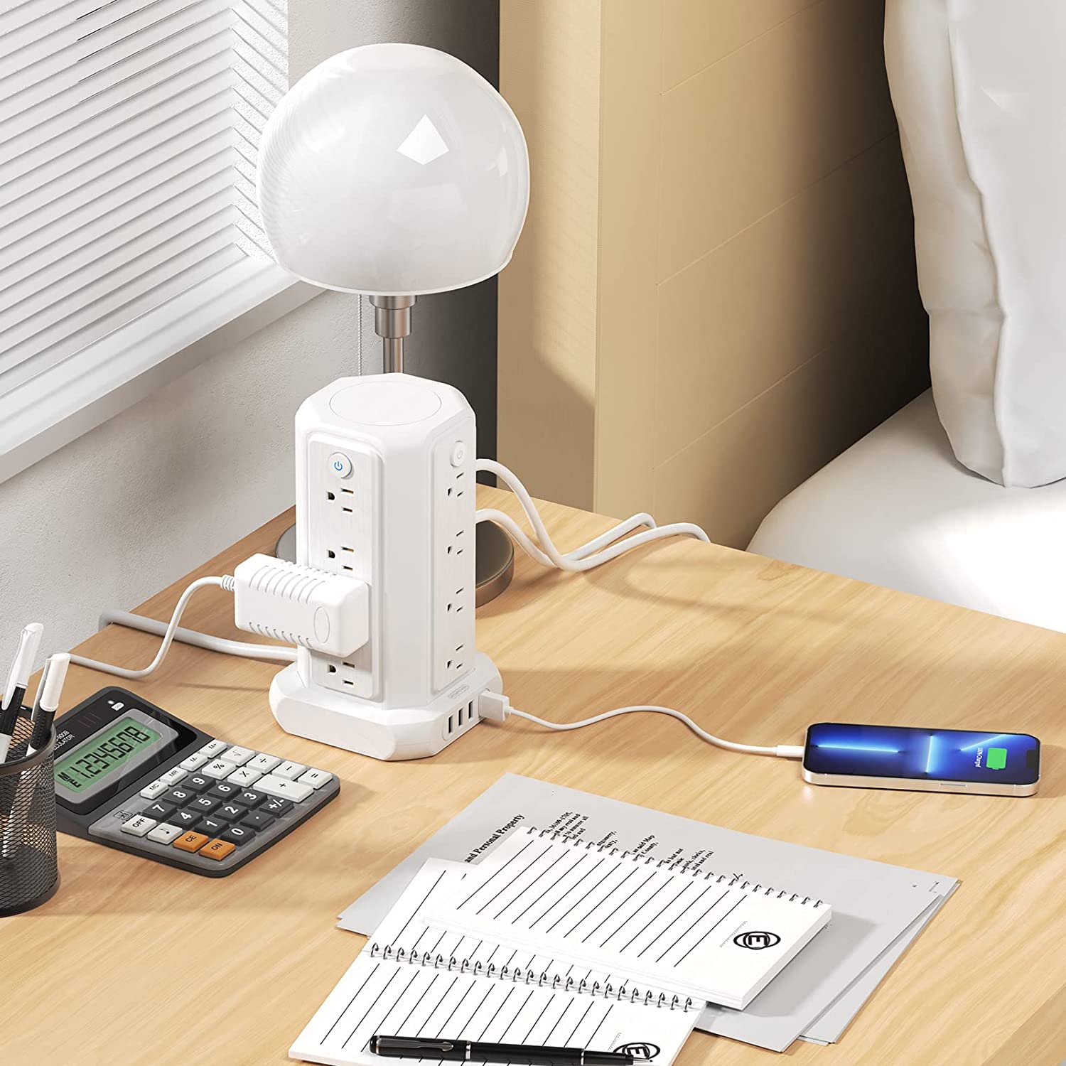 PowerNest Surge Protector Power Strip Tower 16 Outlets 4 USB 1080J