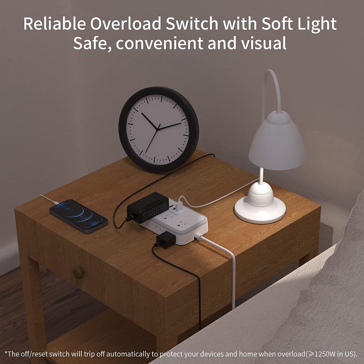 PowerNest Surge Basic Power Strip 6 Outlets 4 USB Flat Plug