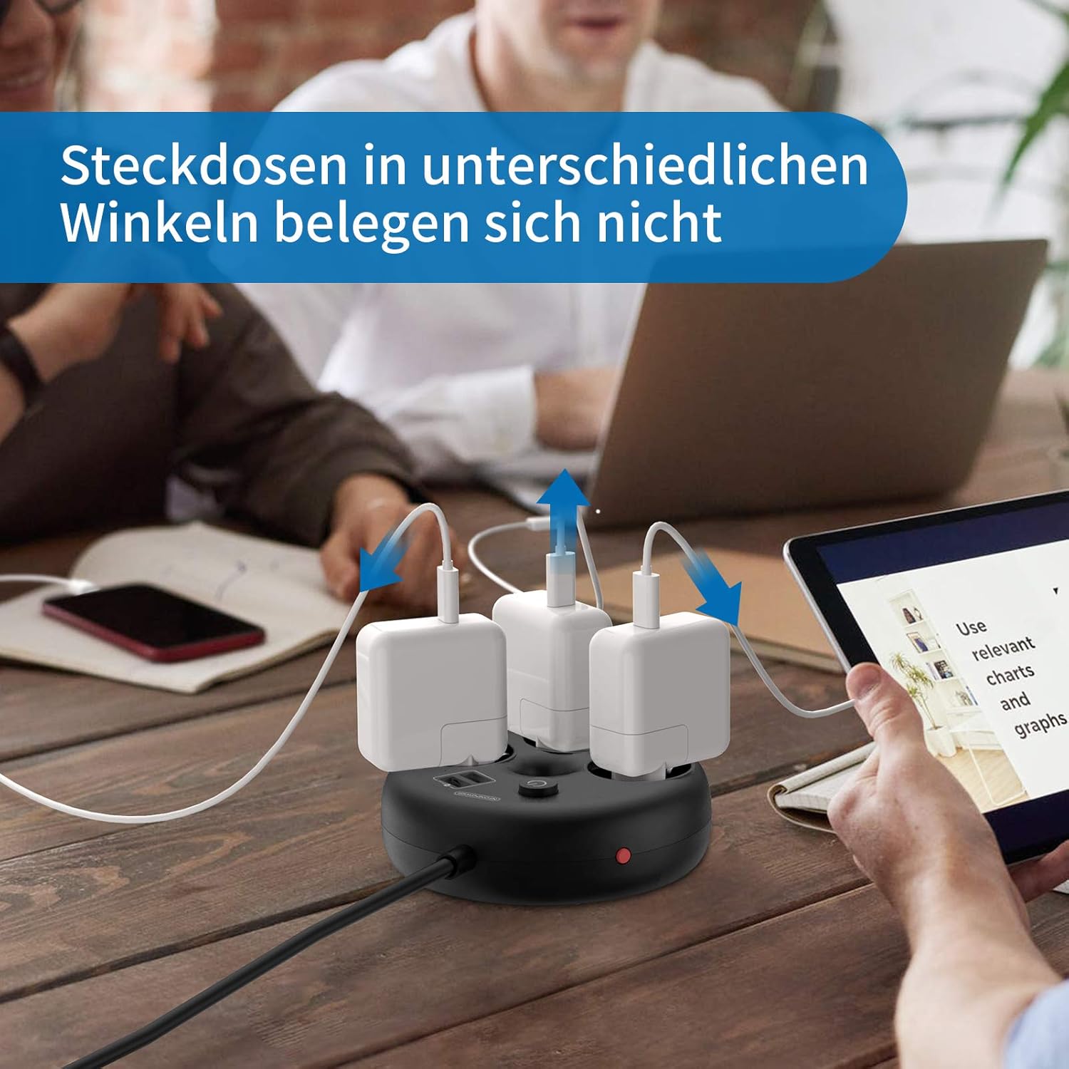 PowerNest EUPower Strip 3 Outlets 2 USB-A