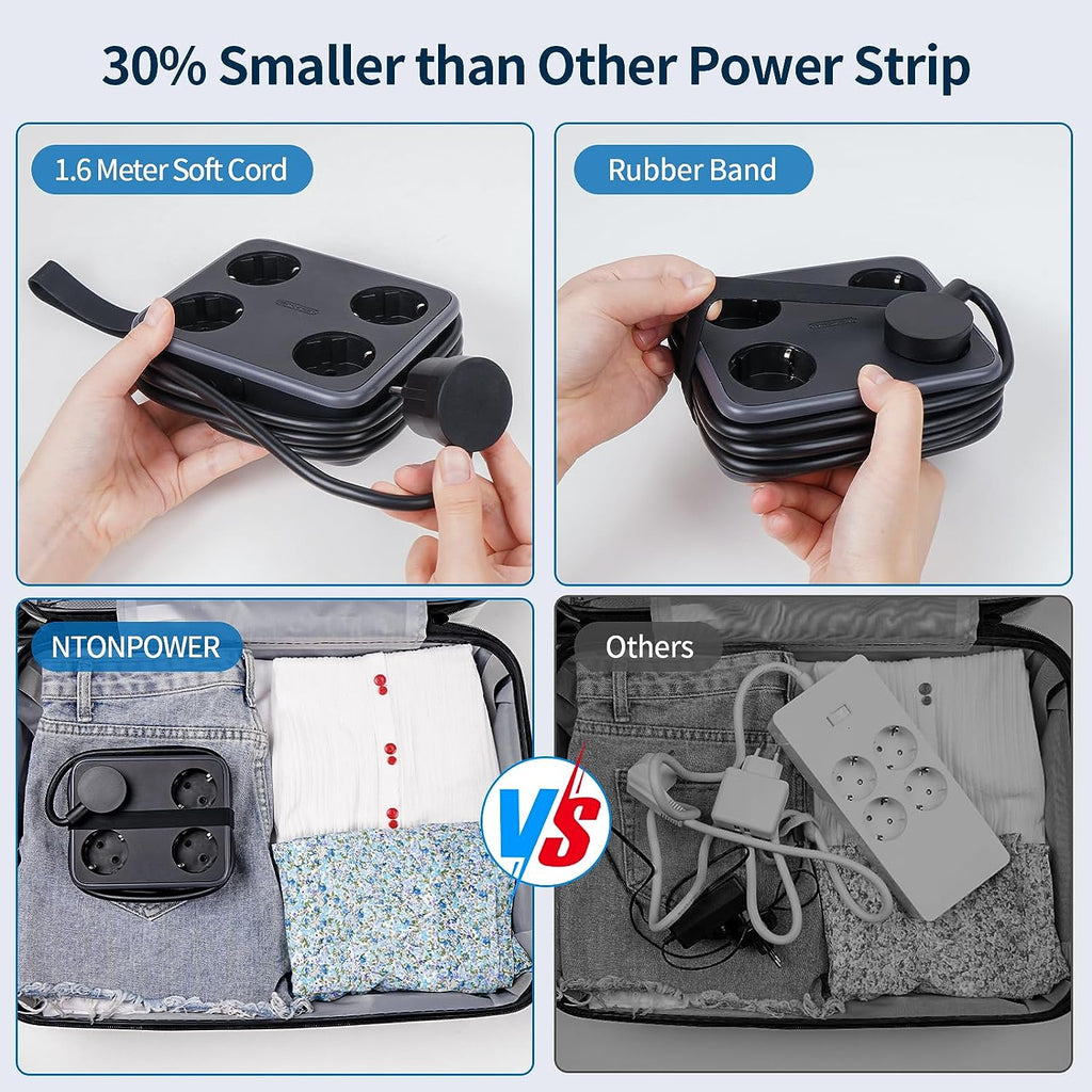 PowerNest New EU Power Strip 4 Outlets 3 USB Ports