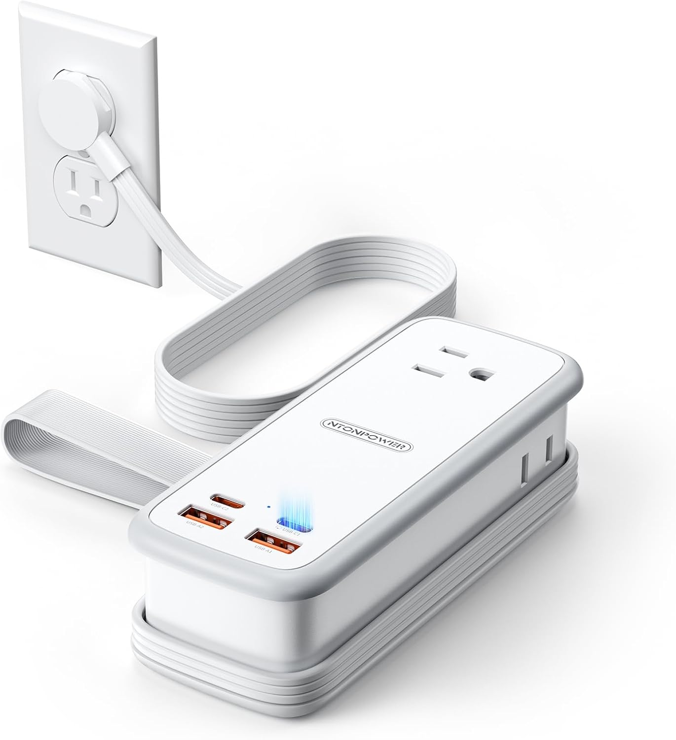 PowerNest GAN Ultra 100W USB  Power Strip, 3 Outlets 2 USB-A 2 USB-C