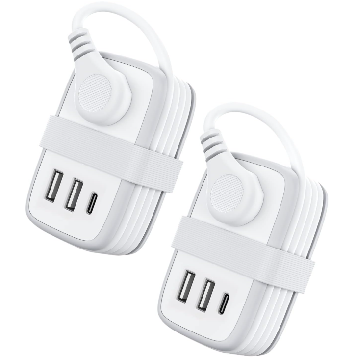 PowerNest New Pocket Power Strip 2 Outlets 3 USB Ports(1 Type C)