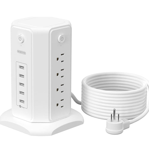 PowerNest 1080J Surge Protector Power Strip Tower 8 Outlets 5 USB