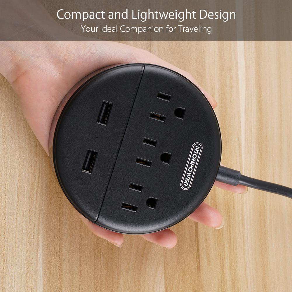 PowerNest Dot Power Strip 3 Outlets 2 USB Small & Travel