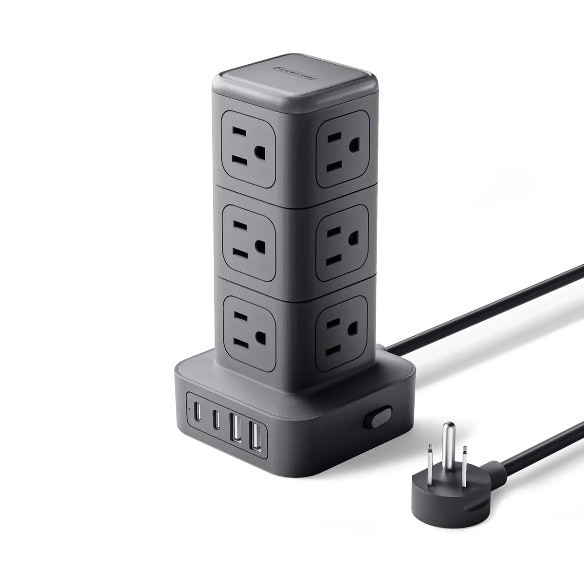 PowerNest New Surge Protector Power Strip Tower 12 Outlets 2 USB-A 2 USB-C
