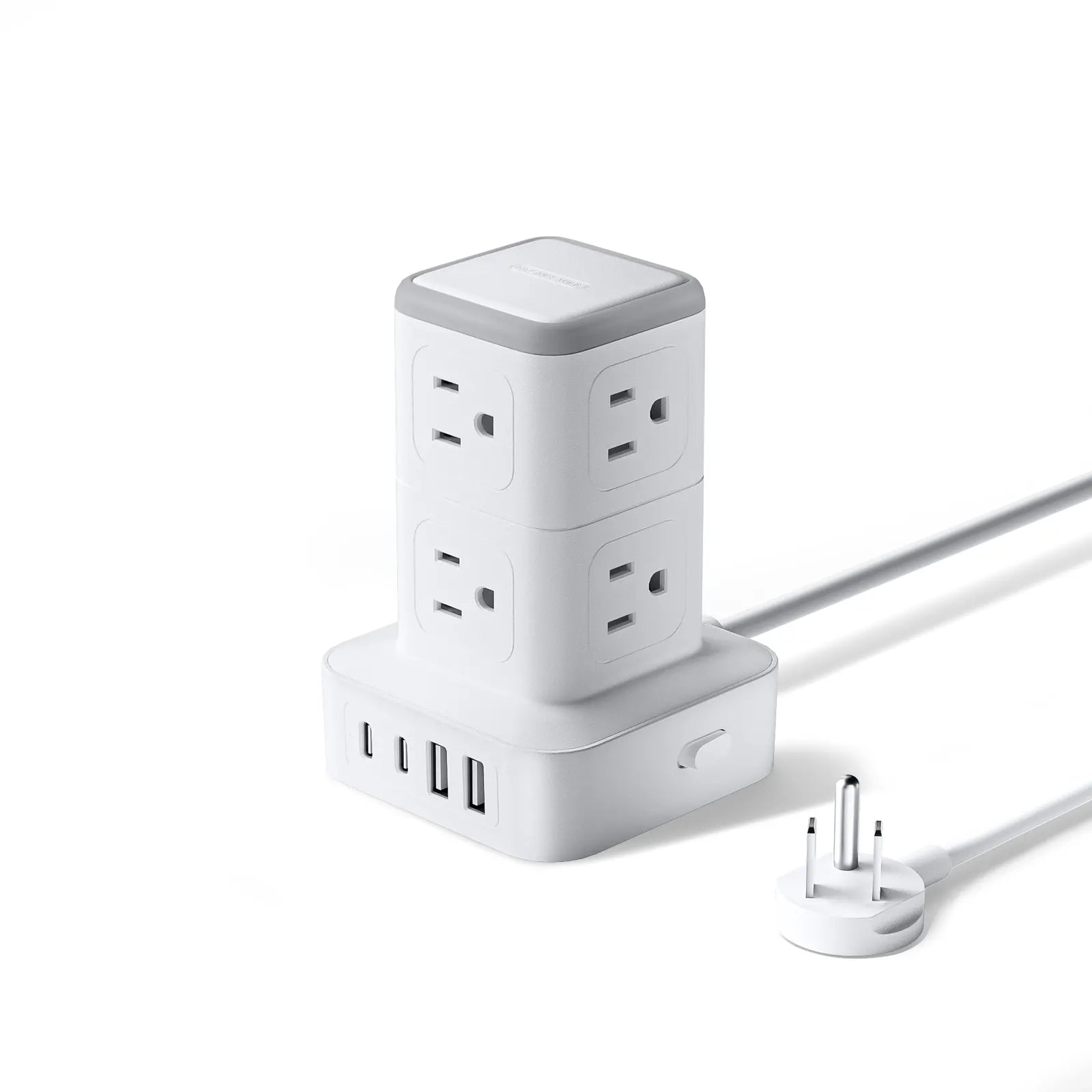 PowerNest New Surge Protector Power Strip Tower 8 Outlets 2 USB-A 2 USB-C